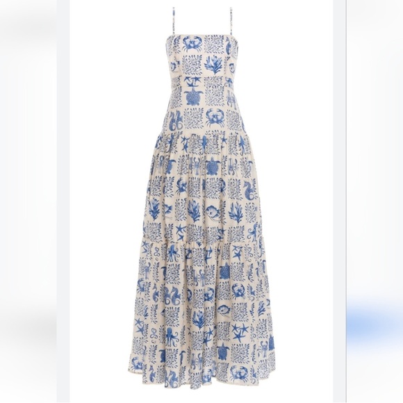 Agua Bendita Blue and White Printed Maxi Dress - Picture 4 of 11